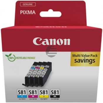 Canon Tintenpatrone gelb, magenta, schwarz, cyan (2103C006, CLI-581BK, CLI-581C, CLI-581M, CLI-581Y)