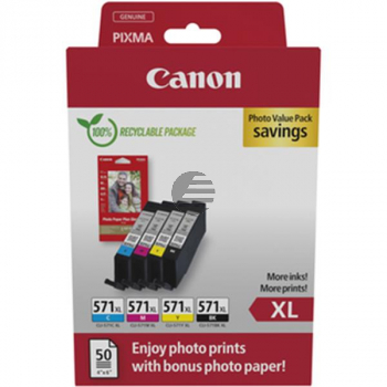 Canon Tintenpatrone + Papier gelb, magenta, schwarz, cyan (0332C006)