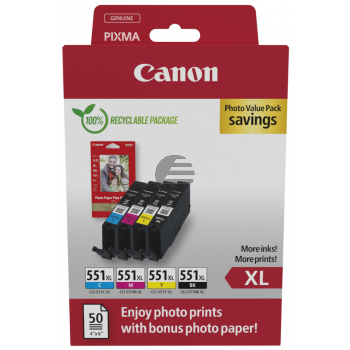 Canon Tintenpatrone + Papier gelb, magenta, schwarz, cyan (6443B008)