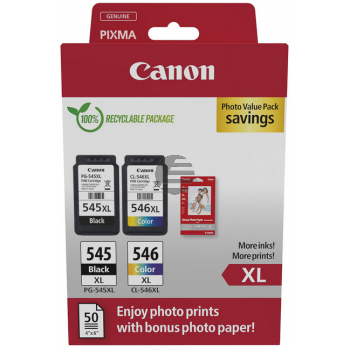 Canon Tintendruckkopf + Papier cyan/magenta/gelb, schwarz HC (8286B012, CL-546XL, PG-545XL)