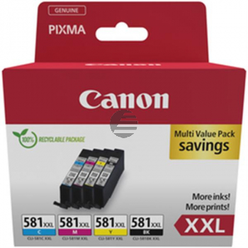 Canon Tintenpatrone gelb, magenta, schwarz, cyan (1998C006, CLI-581BKXXL, CLI-581CXXL, CLI-581MXXL, CLI-581YXXL)