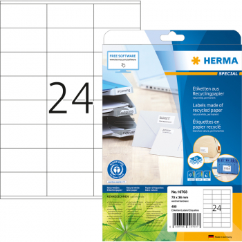 Herma Etiketten Recycling A4 10703 70x36 (20 Blatt)