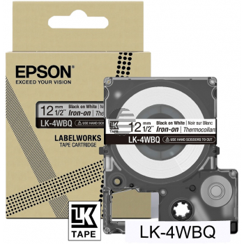 Epson Aufbügelbares Band 12mm schwarz/weiß (C53S654024, LK-4WBQ)