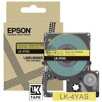Epson Schriftbandkassette 12mm grau/gelb (C53S672104, LK-4YAS)
