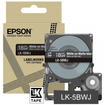 Epson Schriftbandkassette 18mm weiß/schwarz (matt) (C53S672083, LK-5BWJ)