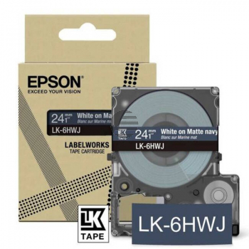 Epson Schriftbandkassette 18mm weiß/navyblau (matt) (C53S672085, LK-5HWJ)