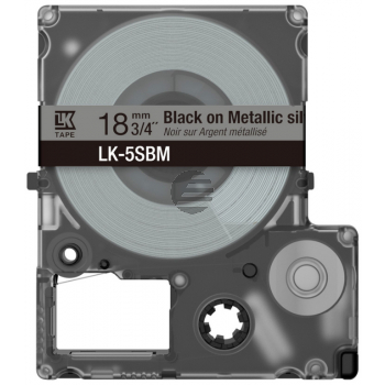 Epson Schriftbandkassette 18mm schwarz/silber (C53S672094, LK-5SBM)