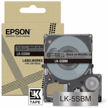 Epson Schriftbandkassette 18mm schwarz/silber (C53S672094, LK-5SBM)