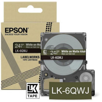 Epson Schriftbandkassette 24mm weiß/khaki (matt) (C53S672090, LK-6QWJ)