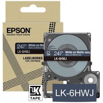 Epson Schriftbandkassette 24mm weiß/navyblau (matt) (C53S672086, LK-6HWJ)