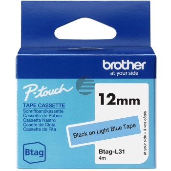 Brother Schriftbandkassette hellbau/schwarz (Btag-L31)