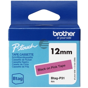 Brother Schriftbandkassette schwarz/pink (Btag-P31)