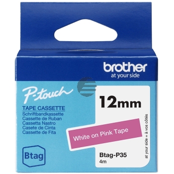 Brother Schriftbandkassette weiß/pink (Btag-P35)