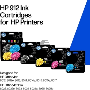 HP Tintenpatrone gelb, magenta, schwarz, cyan (6ZC74AE#LS1, 912)