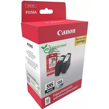 Canon Tintenpatrone + Papier farbig, schwarz SC (7171C004, CL-586, PG-595)