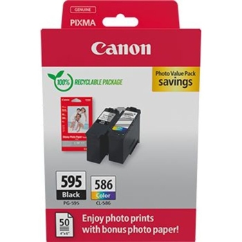 Canon Tintenpatrone + Papier farbig, schwarz SC (7171C004, CL-586, PG-595)