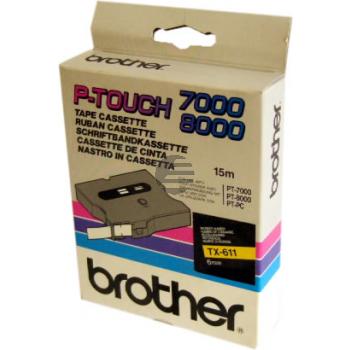 Brother Schriftbandkassette schwarz/gelb (TX-611)