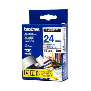 Brother Schriftbandkassette blau/weiß (TZE-253) Brother Schriftbandkassette blau/weiß (TZE-253)