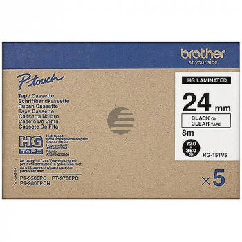 Brother Schriftbandkassette schwarz/transparent (HGE-151V5)