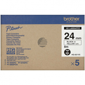 Brother Schriftbandkassette schwarz/gelb (HGE-651V5)
