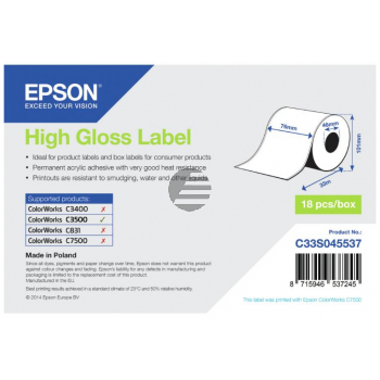 Epson High Gloss Etikettenrolle weiß (C33S045537)