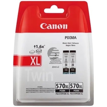 Canon Tintenpatrone 2 x photo schwarz HC (0318C007, PGI-570XLPGBK)