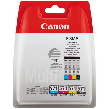 Canon Tintenpatrone gelb, magenta, schwarz, cyan (0386C004, CLI-571BK, CLI-571C, CLI-571M, CLI-571Y)