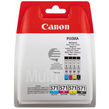 Canon Tintenpatrone gelb, magenta, schwarz, cyan (0386C005, CLI-571BK, CLI-571C, CLI-571M, CLI-571Y)