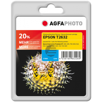 Agfaphoto Tintenpatrone cyan HC (APET263CD) ersetzt T2632