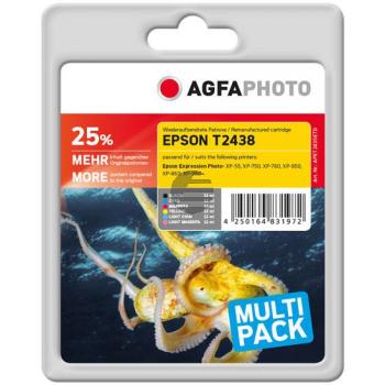 Agfaphoto Tintenpatrone gelb, cyan light, magenta light, magenta, schwarz, cyan HC (APET243SETD) ersetzt T2438