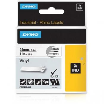 Dymo Schriftbandkassette 24mm (Vinyl) schwarz/weiß (1805430)