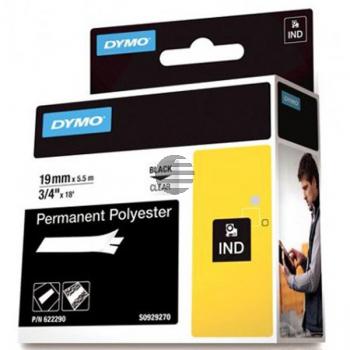 Dymo permanentes Polyesterband 19mm schwarz/transparent (622290)