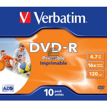 VERBATIM DVD-R 4.7GB 16x (10) JC 43521 Jewel Case breit bedruckbar