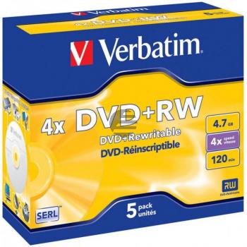 VERBATIM DVD+RW 4.7GB 4x(5) JC 43229 Jewel Case DataLifePlus