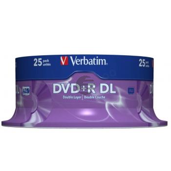 VERBATIM DVD+R 8.5GB 8x (25) SP 43757 Spindel Double Layer matt silber