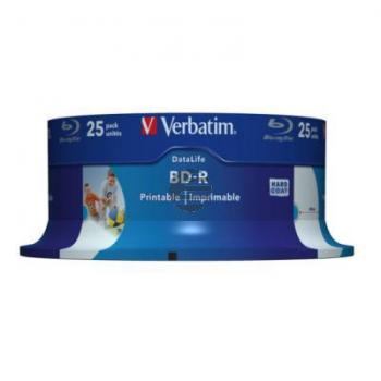 VERBATIM BD-R 25GB 6x (25) CB 43811 breit tintenstrahlbedruckbar