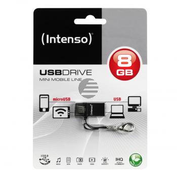 INTENSO USB STICK 2.0 8GB SCHWARZ 3524460 Mini Mobile Line