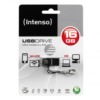 INTENSO USB STICK 2.0 16GB SCHWARZ 3524470 Mini Mobile Line
