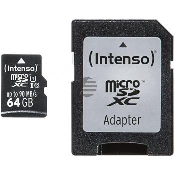 INTENSO MICRO SDHC KARTE UHSI 64GB 3433490 Klasse 10 mit Adapter