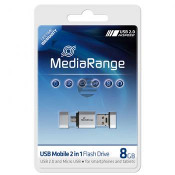 MEDIARANGE OTG USB STICK 8GB MR930 USB Mobil 2in1 silber
