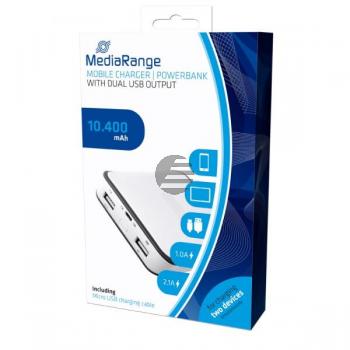 MEDIARANGE MOBILE POWERBANK WEISS MR744 10400mAh 2fach USB Port