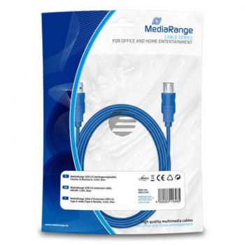 MEDIARANGE USB KABEL AM/AF 3m MRCS145 USB 3.0 blau
