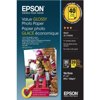 Epson Fotopapier glänzend 2 x 20 Blatt 10 x 15 cm 183 g/m² (C13S400044)
