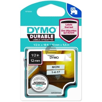 Dymo Schriftbandkassette 12mm schwarz/weiß (1978364)
