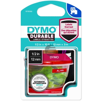Dymo Schriftbandkassette 12mm weiß/rot (1978366)
