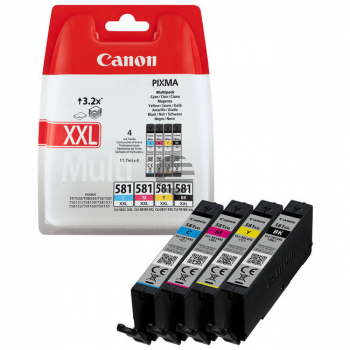 Canon Tintenpatrone gelb, magenta, schwarz, cyan (1998C004, CLI-581BKXXL, CLI-581CXXL, CLI-581MXXL, CLI-581YXXL)