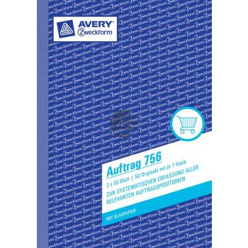 AZ Auftragsbuch 756 A5 hoch weiß/weiß Inh.2 x 50 Blatt Avery Zweckform
