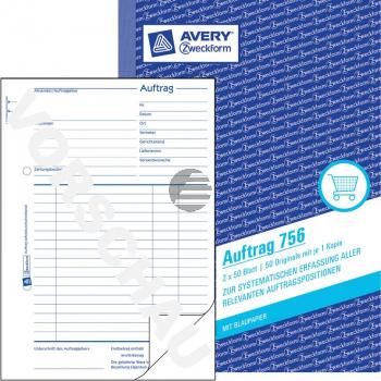 AZ Auftragsbuch 756 A5 hoch weiß/weiß Inh.2 x 50 Blatt Avery Zweckform