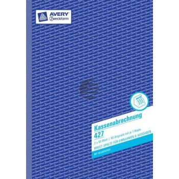AZ Kassenabrechnung 427 A4 Hoch weiß/gelb Inh.2x50 Blatt Avery Zweckform AZ Kassenabrechnung 427 A4 Hoch weiß/gelb Inh.2x50 Blatt Avery Zweckform