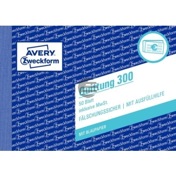 AZ Quittungen 300 A6 quer weiß Inh.50 Blatt Blaupapier Avery Zweckform